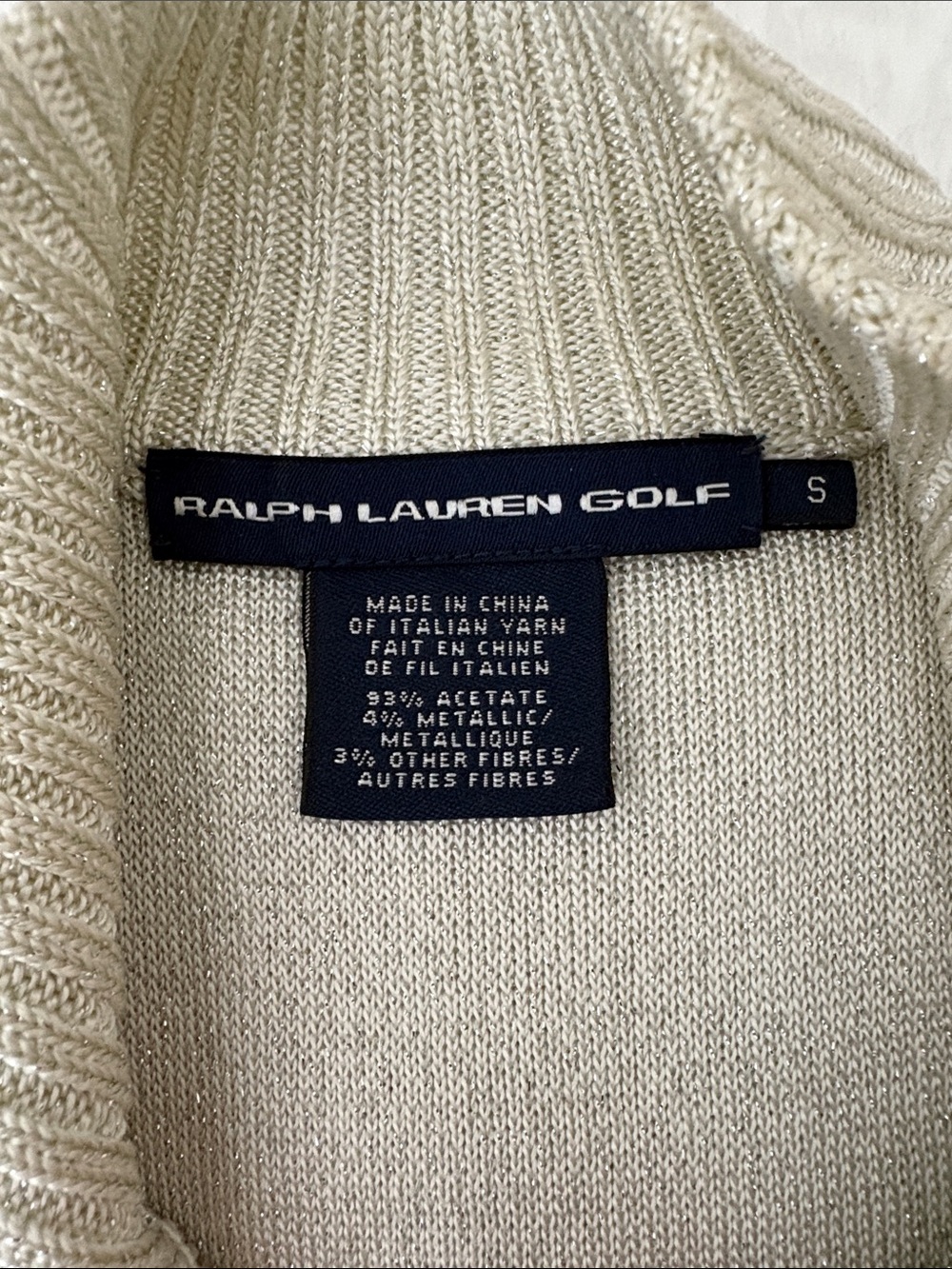 Ralph Lauren Golf White Polo with Metallic Silver Cable-Zip Vest Sz S - Picture 6 of 10